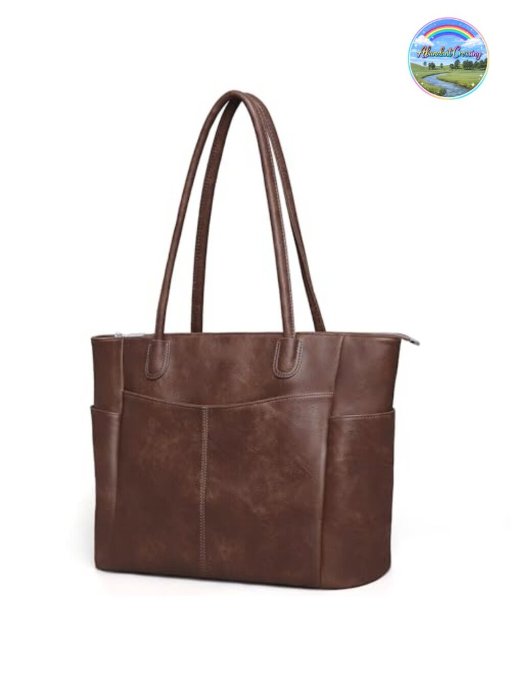 Vegan Leather Large Tote Bag for Women Work Zipper 23L